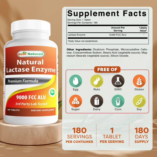 Best Naturals - Lactase Enzyme 9000 FCC ALU