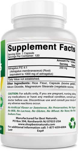 Best Naturals - Astragalus 1000 Mg 120 Capsules