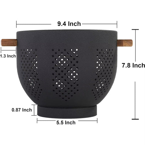 Powder Coated Metal Colander with Wood Handle