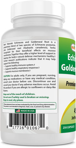 Best Naturals - Echinacea Goldenseal 450Mg 250 Capsules
