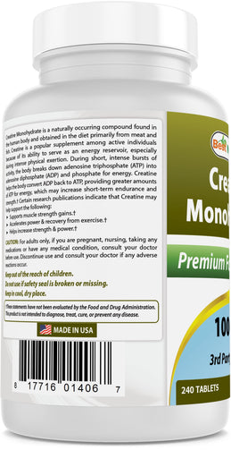 Best Naturals - Creatine Monohydrate 1000Mg, 240 Ct