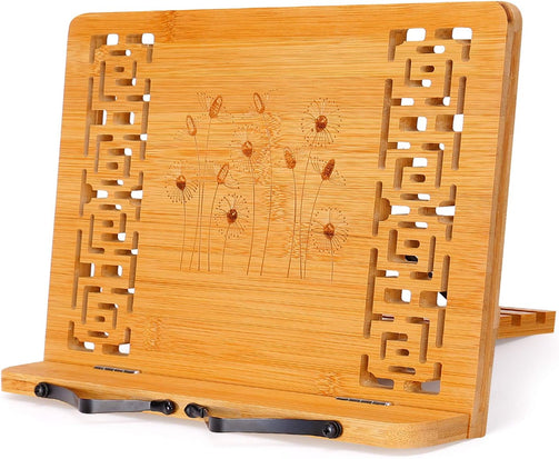 Bamboo Cookbook Stand with Cool Designs