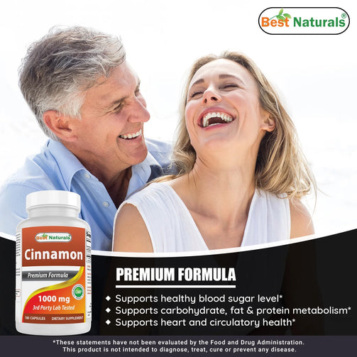Cinnamon 1000 Mg with Chromium 200 Mcg 180 Capsules