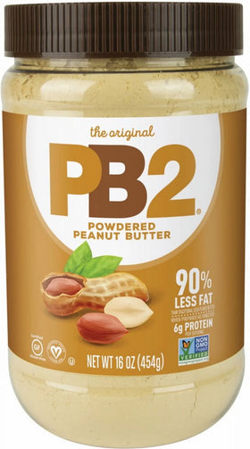 A bottle of Powdered Peanut Butter, 90% less fat. 16 ounces.