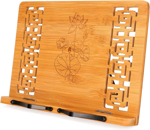 Bamboo Cookbook Stand with Cool Designs