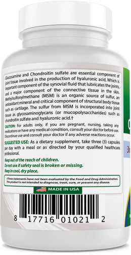 Best Naturals - Glucosamine Chondroitin MSM  2600 Mg 90 Capsules