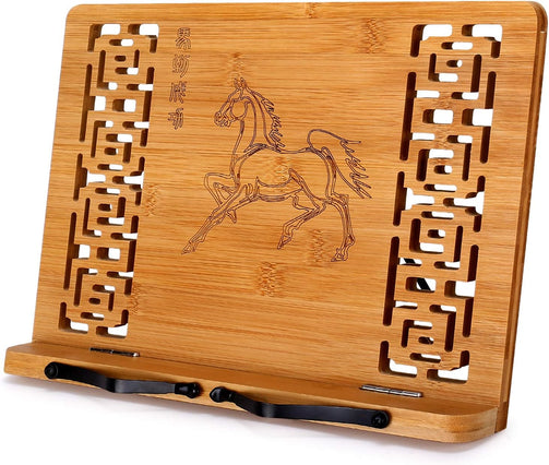 Bamboo Cookbook Stand with Cool Designs