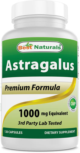 Bottle of the dietary supplement Astragalus, a premium herbal supplement that supports a healthy immune system, liver, and vascular system