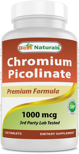 A bottle of Best Naturals - Chromium Picolinate, an essential trace mineral that works with insulin to support healthy blood glucose levels