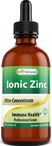Bottle of Best Naturals - Ionic Liquid Zinc 2 OZ (60Ml) Ultra-concentrate good for immune health.