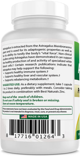 Best Naturals - Astragalus 1000 Mg 120 Capsules