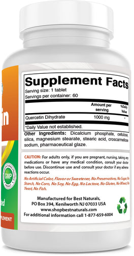 Quercetin 1000 Mg 60 Tablets - Immune System Health