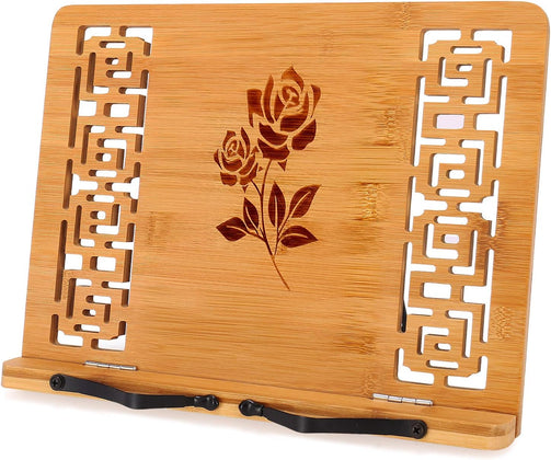 Bamboo Cookbook Stand with Cool Designs