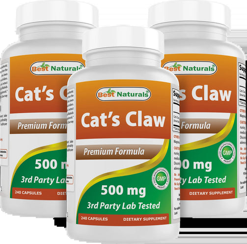 Best Naturals - Cat's Claw 500 Mg 240Ct 3 Pack (720Ct) Premium formula dietary supplement.