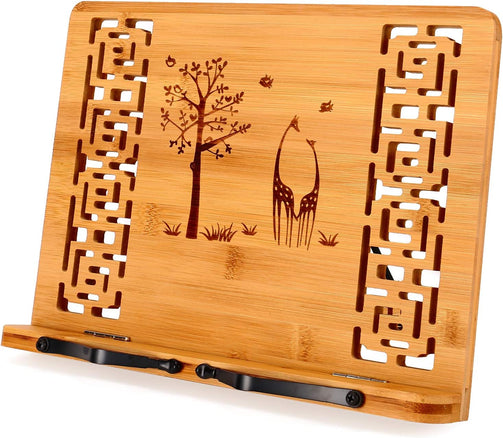 Bamboo Cookbook Stand with Cool Designs