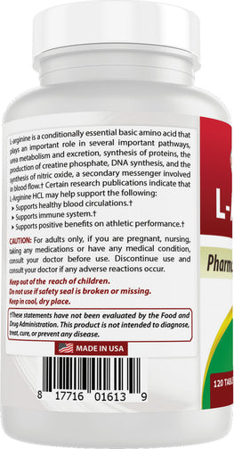 Best Naturals - L-Arginine 1000 Mg 120 Tablets