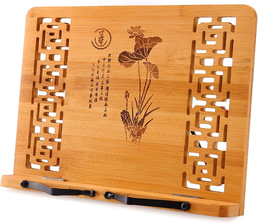 Bamboo Cookbook Stand with Cool Designs