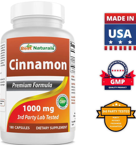 Cinnamon 1000 Mg with Chromium 200 Mcg 180 Capsules