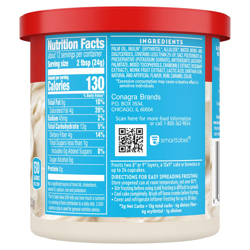 Keto Friendly Vanilla Flavored Frosting - 11 Oz