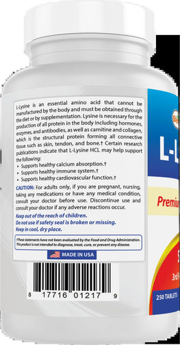 Best Naturals - L-Lysine 500 Mg 250 Tablets