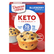 A box of Duncan Hines blueberry muffin mix, keto friendly and makes 9 muffins.