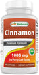 A bottle of Cinnamon 1000 Mg with Chromium 200 Mcg, a dietary supplement that supports heart and circulatory health, and a healthy blood sugar level.