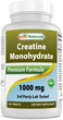 Bottle of Best Naturals - Creatine Monohydrate 1000Mg, a dietary supplement that helps in work-out performance AND in recovery.